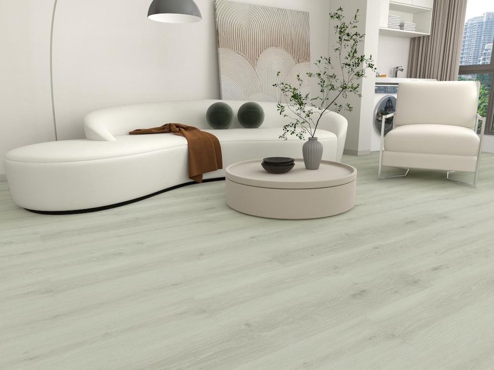 BASICfloor | 2,635 m² | Grau 5mm Vinylboden Landhausdiele Eiche Palma, SPC Rigid Klickboden, UV beständig, trittschalldämmend, für Fußbodenheizung, Nutzungsklasse 22 31