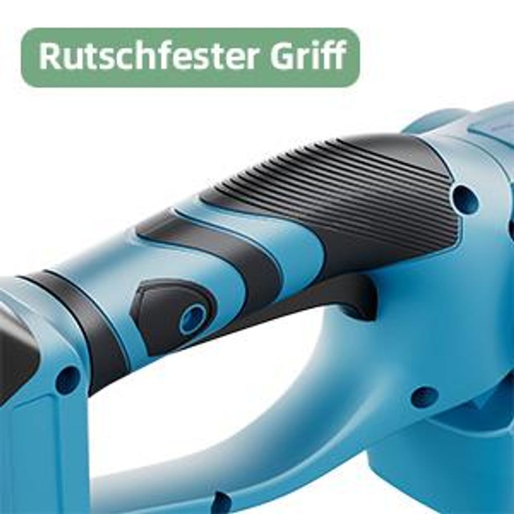 Akku Heckenschere mit drehbarem Griff, 220mm & 130mm Klingen, inkl. 2000mAh Akkus & Ladegerät, Grasschere für präzise Formschnitte im Garten