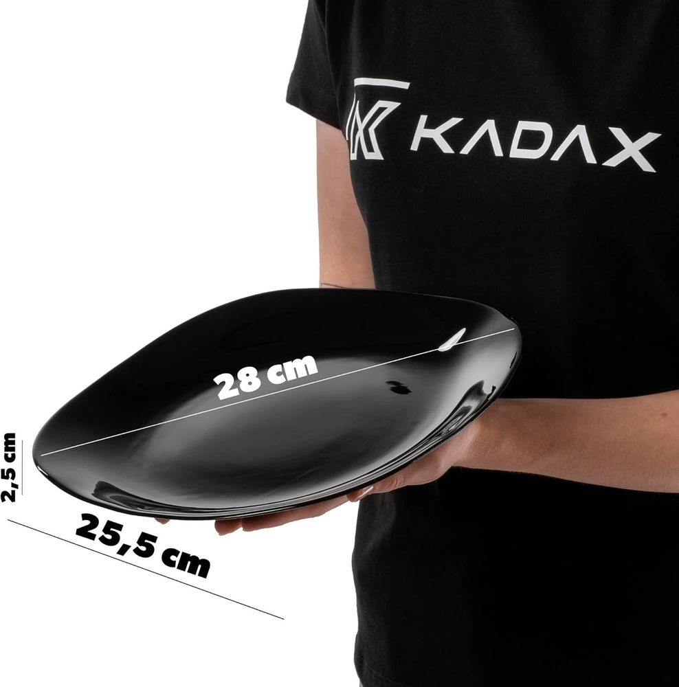 KADAX Speiseteller "Moiano", Essteller-Set aus Glas, Schwarz, 6 Stück