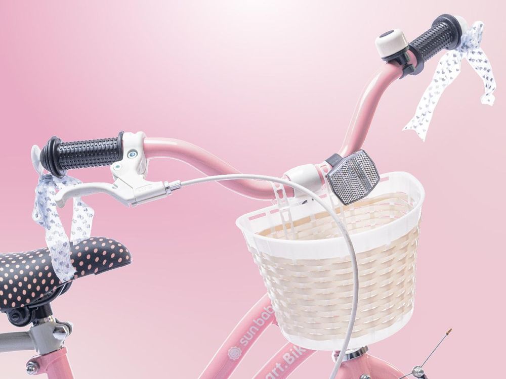 SUN BABY Heart Bike: bicicletta per bambine da 12 pollici, a partire dai 2 anni, con rotelle, manubrio di spinta rimovibile, cestino, campanello, freno a contropedale e freno V-brake
