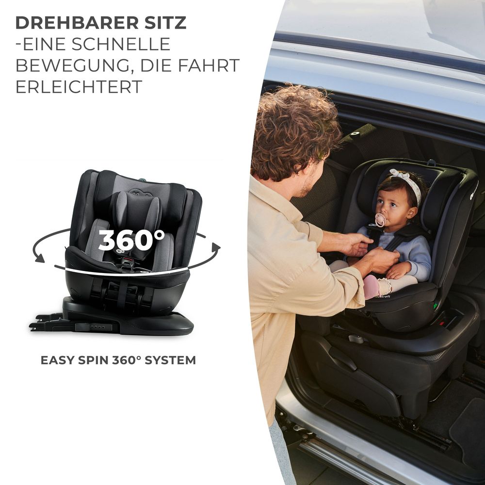 Kinderkraft XPEDITION 2 i-Size Kindersitz 40-150 cm - 4in1 Kombi-Sitz - 360° drehbar - ISOFIX & TOP TETHER - ab Geburt bis 12 Jahre - Schwarz