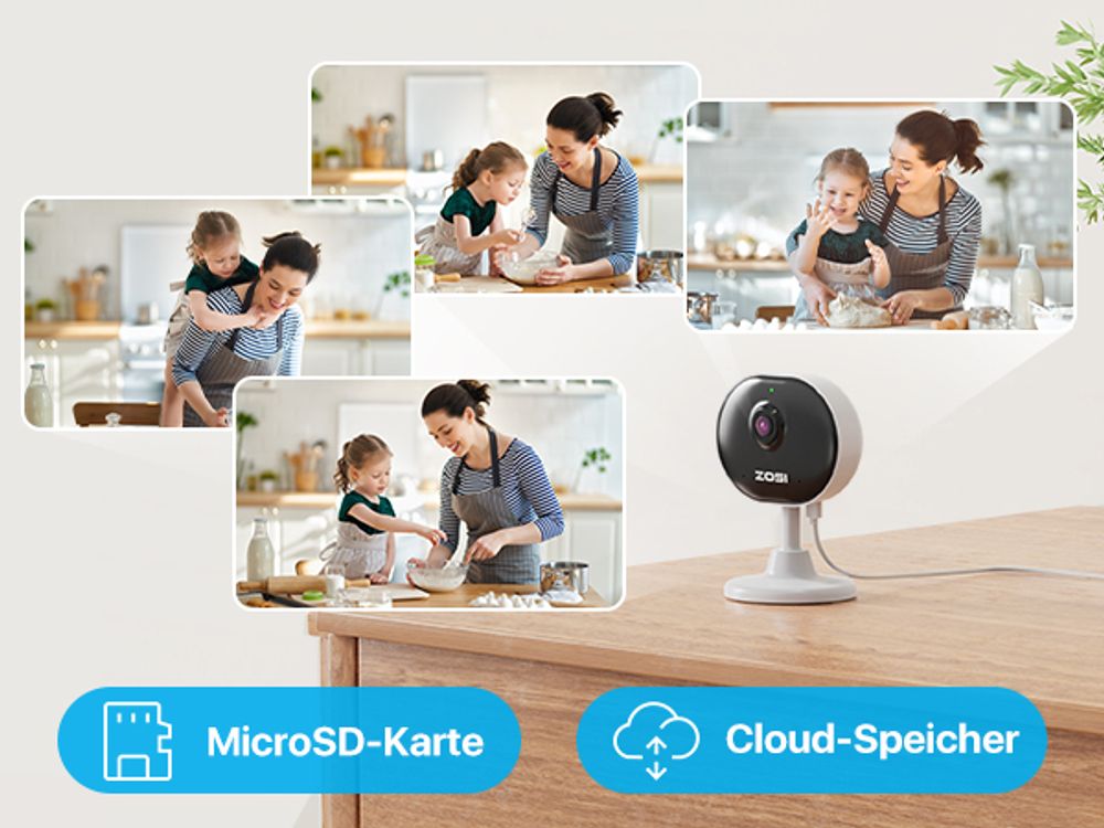 ZOSI 1080P Innen WLAN Überwachungskamera mit Plug-in-Strom, Lokale KI für Person/Bewegungen, Magnetfuß, 2,4GHz WiFi, 2-Wege-Audio, IR Nachtsicht, C688