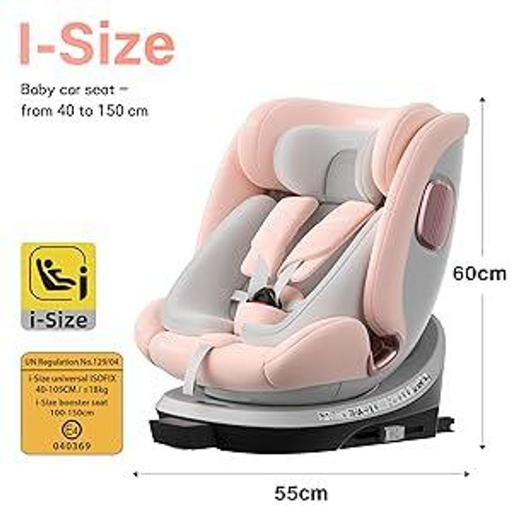 DEWINNER Kindersitz 360°Drehbar, Kinderautositz I-Size, Gruppe 0+/1/2/3 für Autos mit ISOFIX, Reboarder ab Geburt -12 Jahre (40-150 cm), 0-36 kg
