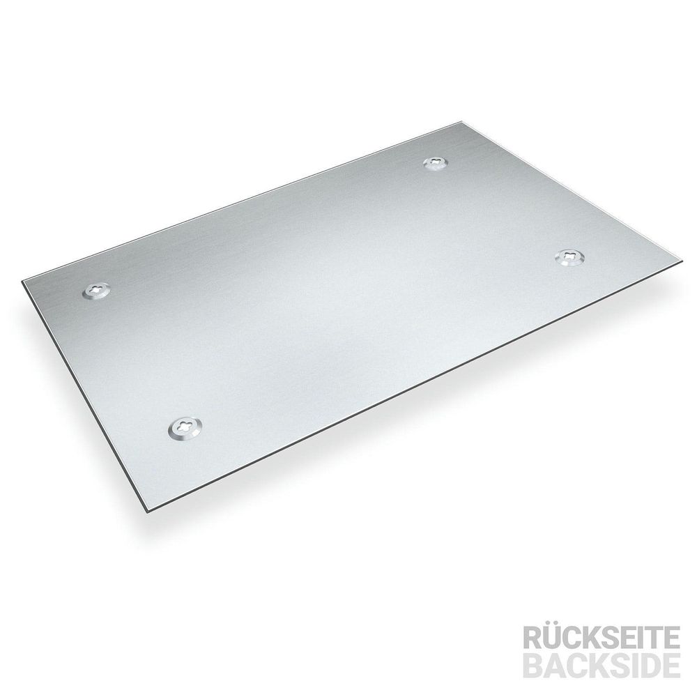 Rückseite der Glas-Magnettafel: Metallrückwand mit vier verdeckten Aufhängungen
