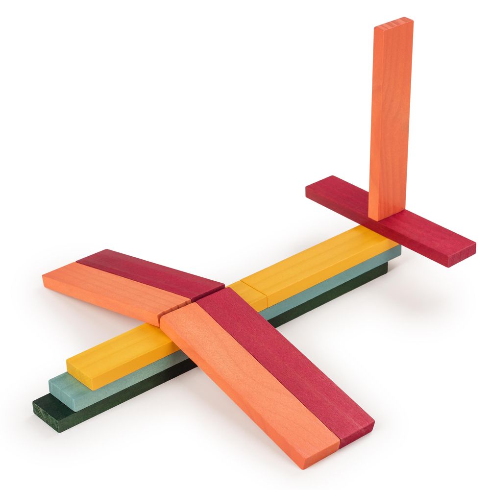 Laleni 90 Holzbausteine 6 Farben - Bauklötze mit Beutel, Bausteine Holz, Holzbaukasten, Natur