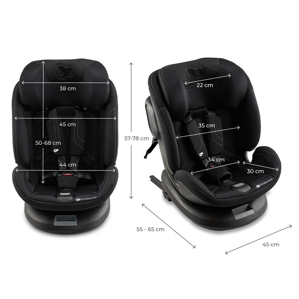 Kinderkraft XPEDITION 3 i-Size - Autositz 40-150 cm - 360° drehbar - RWF bis 22 kg - SPS+ und H-GUARD+ Systeme - Ergonomisch - Atmungsaktiv - Schwartz