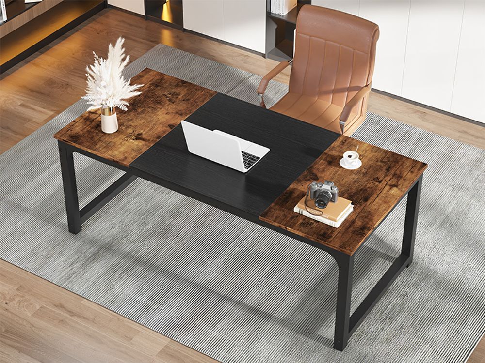 Tribesigns Schreibtisch Computertisch 160 x 80 x 75 cm PC Tisch Bürotisch Arbeitstisch Esstisch in Schwarz, Schreibtische, Konferenztisch, Braun