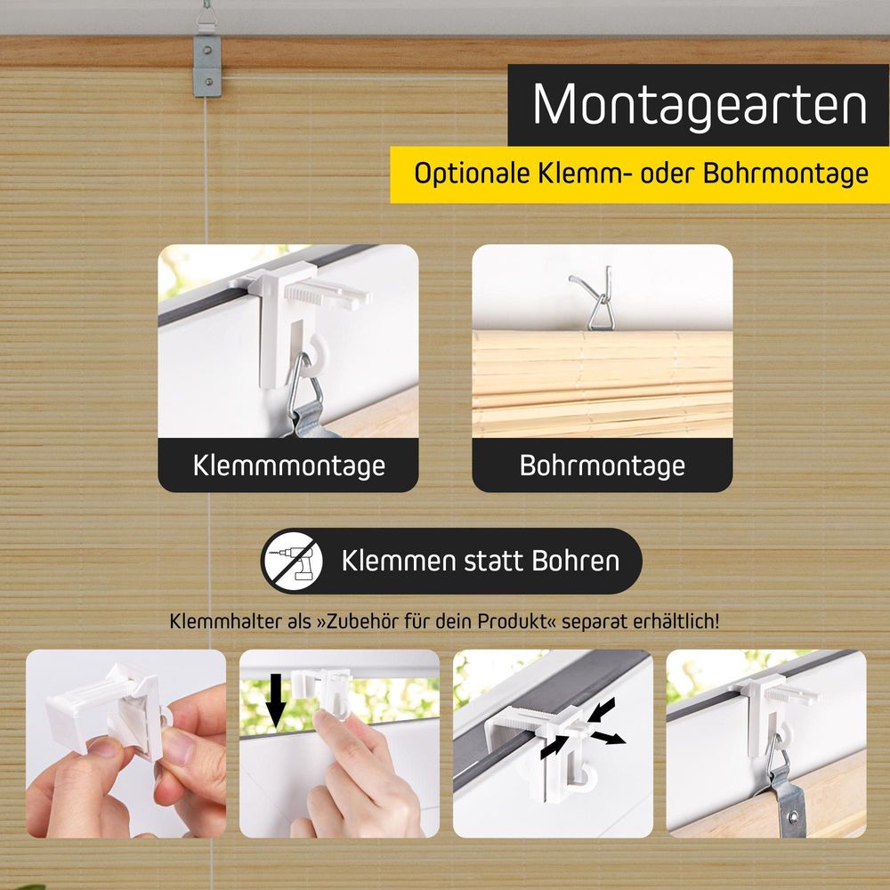Victoria M. Bambusrollo, 150 x 220 cm, braun pflegeleicht, ideal für Fenster & Türen