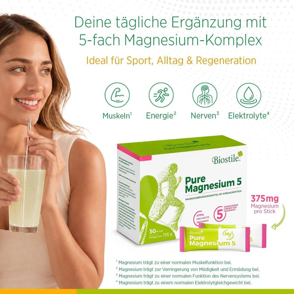 Übersicht der fünf Magnesiumverbindungen in Biostile Pure Magnesium 5