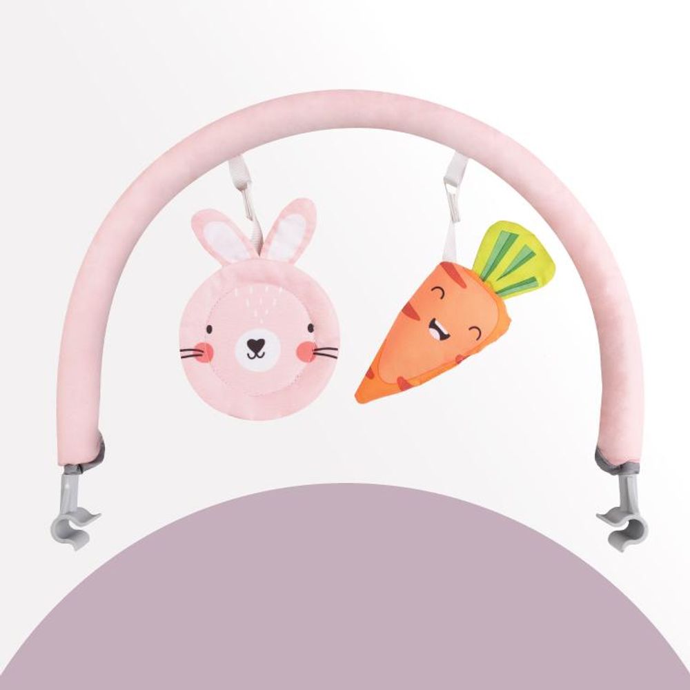 MoMi GLOSSY – Babywippe mit Musik, Vibration, Spielbogen, Tragegriff – Rosa