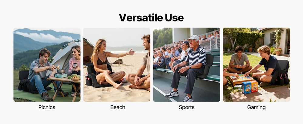 VEVOR Stadionstuhl, 6 verstellbare Winkel Tribünenstuhl, 73,66 mm gepolsterter Stadionstuhl mit Rückenstütze und Armlehne, breiter Tribünenstuhl mit Haken-Taschenbecherhalter für Picknicks, Strand-Sport und Gaming, Faltbar-Breit, 1 Stück