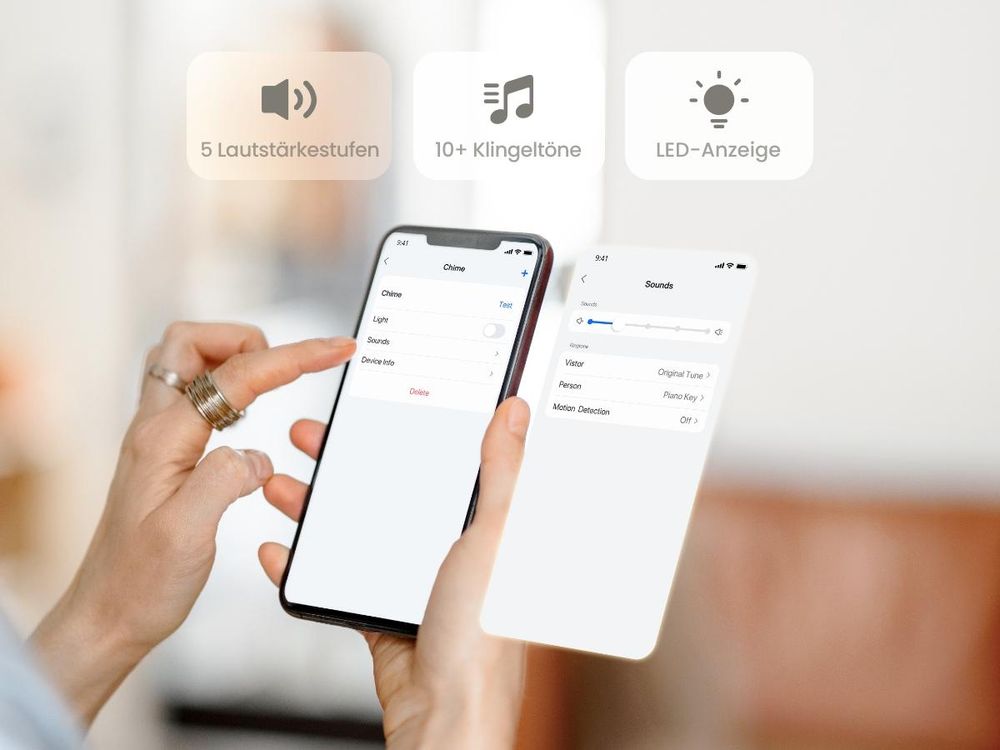 Reolink Chime Plus, Plug-in-Sirene für Reolink Video-Türklingel, Remote-Bedienung per App, einstellbare Lautstärke, Licht & 10+ Klingeltöne