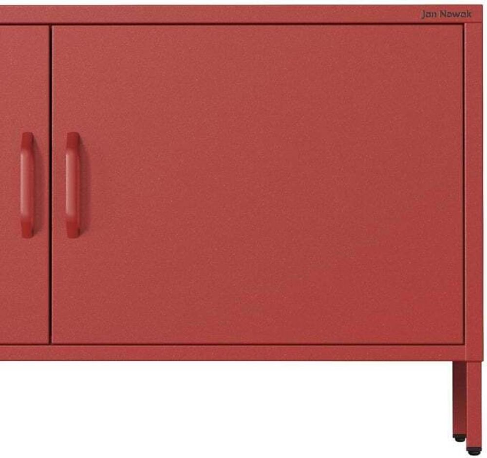 Jan Nowak Fernsehschrank ROSA TV Schrank TV Board für Wohnzimmer, Schlafzimmer Metall Fernsehtisch mit Türen und Stauraum, 115 x 59,5 x 40 cm, Rot