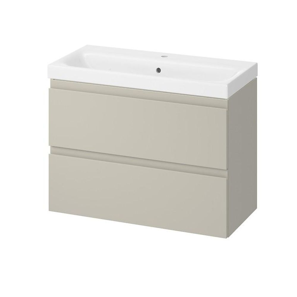 AQUA for you | Badezimmerschrank - CERSANIT MODUO - Waschtisch Set 80 cm – Kaschmir - mit Waschbecken, Unterschrank, Badmöbel Set, Badezimmerschränke