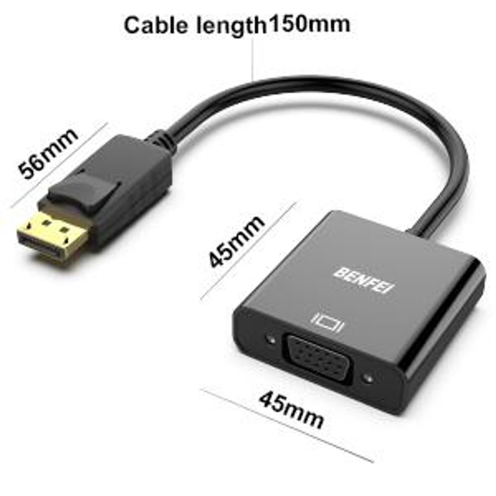 BENFEI Kabeladapter DisplayPort auf VGA Adapter 1080p Konverter