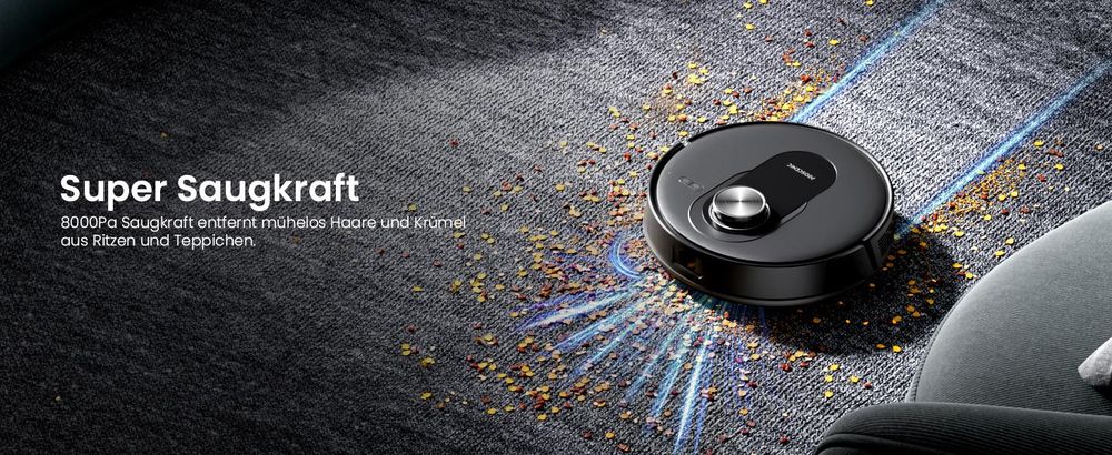 Proscenic Staubsauger Roboter, Saugroboter mit Wischfunktion, 8000Pa, 200 min, Alexa, Google Home, Siri oder IFTTT,360° LiDAR-Navigation, 3L