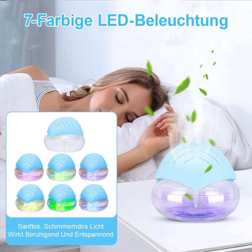 Wasserbasierter Luftreiniger mit Luftbefeuchtung , 12h Dauerbetrieb, 7 Farben LED, geräuscharm, wartungsfreundlich, für Zuhause & Büro, Schwarz