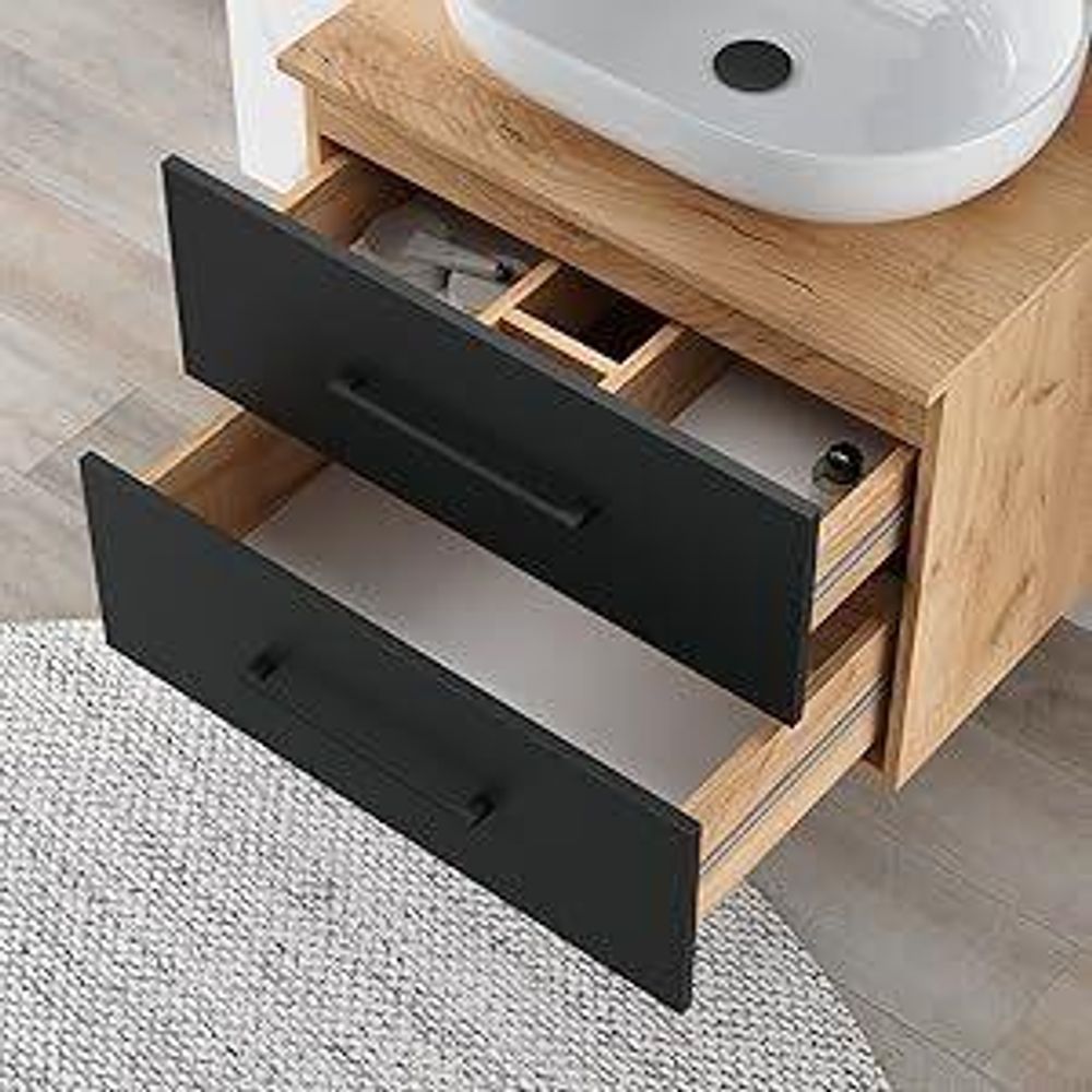 Planetmöbel Seitenschrank 40 cm Gold Eiche / Anthrazit, Wohnzimmer, Flur, Gaderobe, Badezimmer