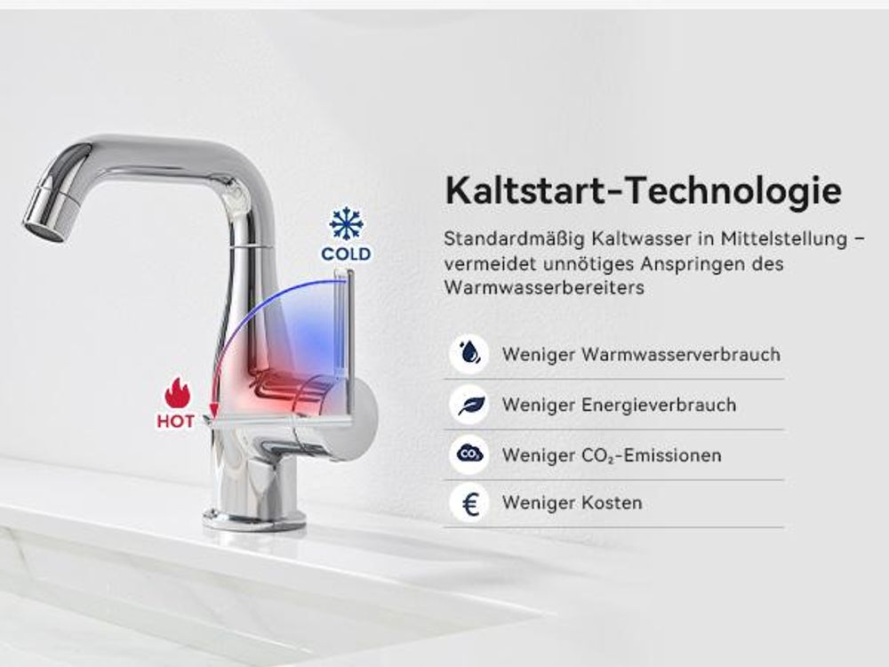 360° Schwenkbar Waschtischarmatur, Kalt Warm bleifrei Wasserhahn, Cecipa, Badarmatur Mischbatterie, Wasserhahn Bad, Waschbeckenarmatur Chrom