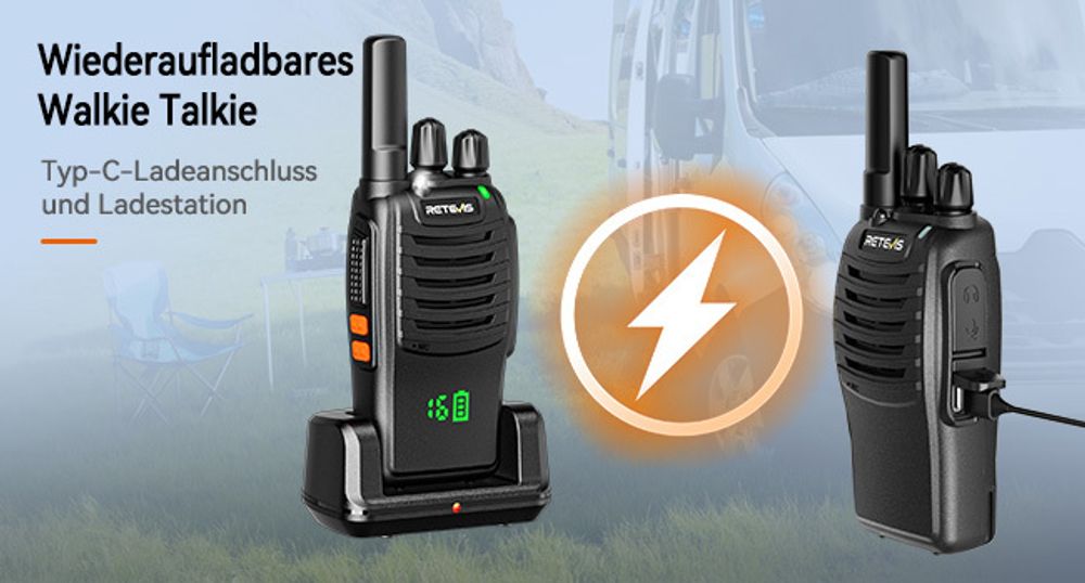 Retevis H777H Funkgeräte, Verstecktes Display mit LED, EIN-klick-Pairing, USB-C, VOX, Walkie Talkie Set für Schule, Hersteller (10 Stück, Schwarz)