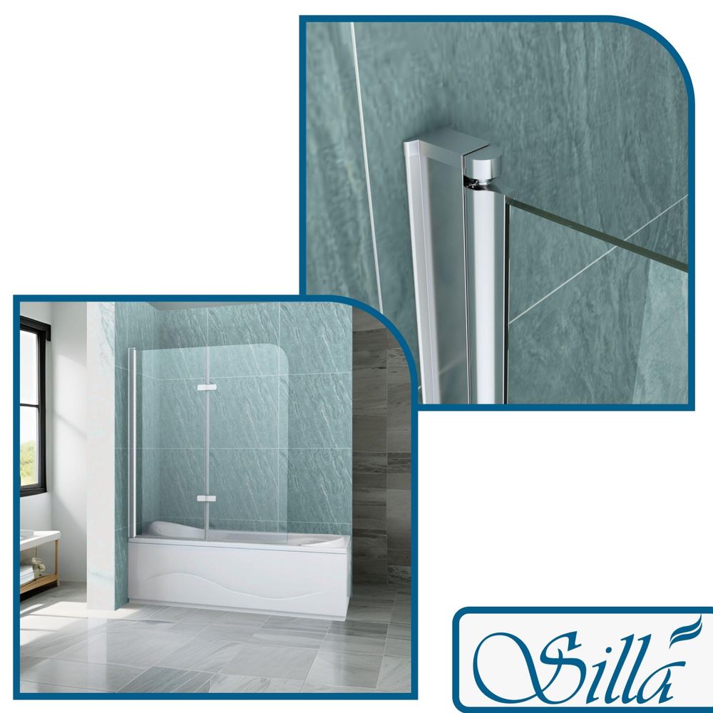 Duschwand aus Glas, Silla, Faltwand für Badewanne, Badwannenfaltwände, 80x140 cm