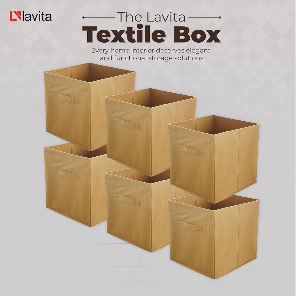 Lavita Storage Box | faltbare Aufbewahrung Boxen 31 x 31 x 31 cm | Schubladen-Organizer Box| Ordnungssysteme für Kleidung | Kleideraufbewahrung & Organisation | Hellbraun | 6 stück