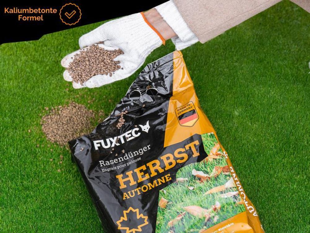 FUXTEC Herbstrasendünger FX-RDH5 | Kaliumdünger für ca. 250 m² | 5 kg Granulat für Herbstpflege | Frosthärte & widerstandsfähiger Rasen