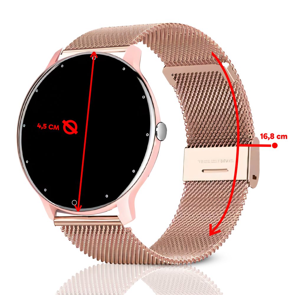 Smartwatch Smart Watch 45mm DT-88 Armbanduhr mit Touchscreen Sport Band Fitness Armband Black Watch Geschenk Call Android iOS Herren Damen Rosa Retoo