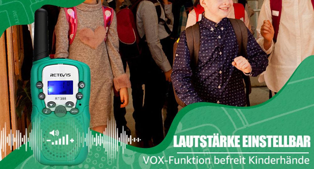 Retevis RT388 Walkie Talkie Kinder, Tastensperrer, sicheres Funkgerät, 8 Kanäle, Reichweite, Geschenke Spielzeug für Jungen Mädchen, Abenteuer Camping