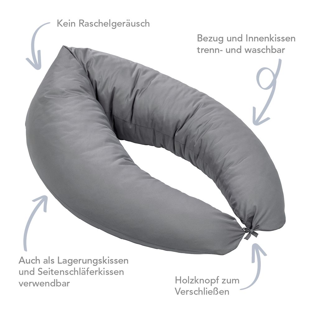 XXL Stillkissen grau | Schwangerschaftskissen | 190 x 40 cm | Xdream | waschbar
