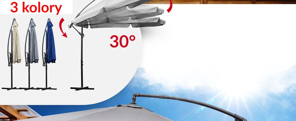 Parasol Lehmann Ø 350 cm Średnicy po materiale ze stojakiem, ochrona UV, wodoodporny (beżowy)