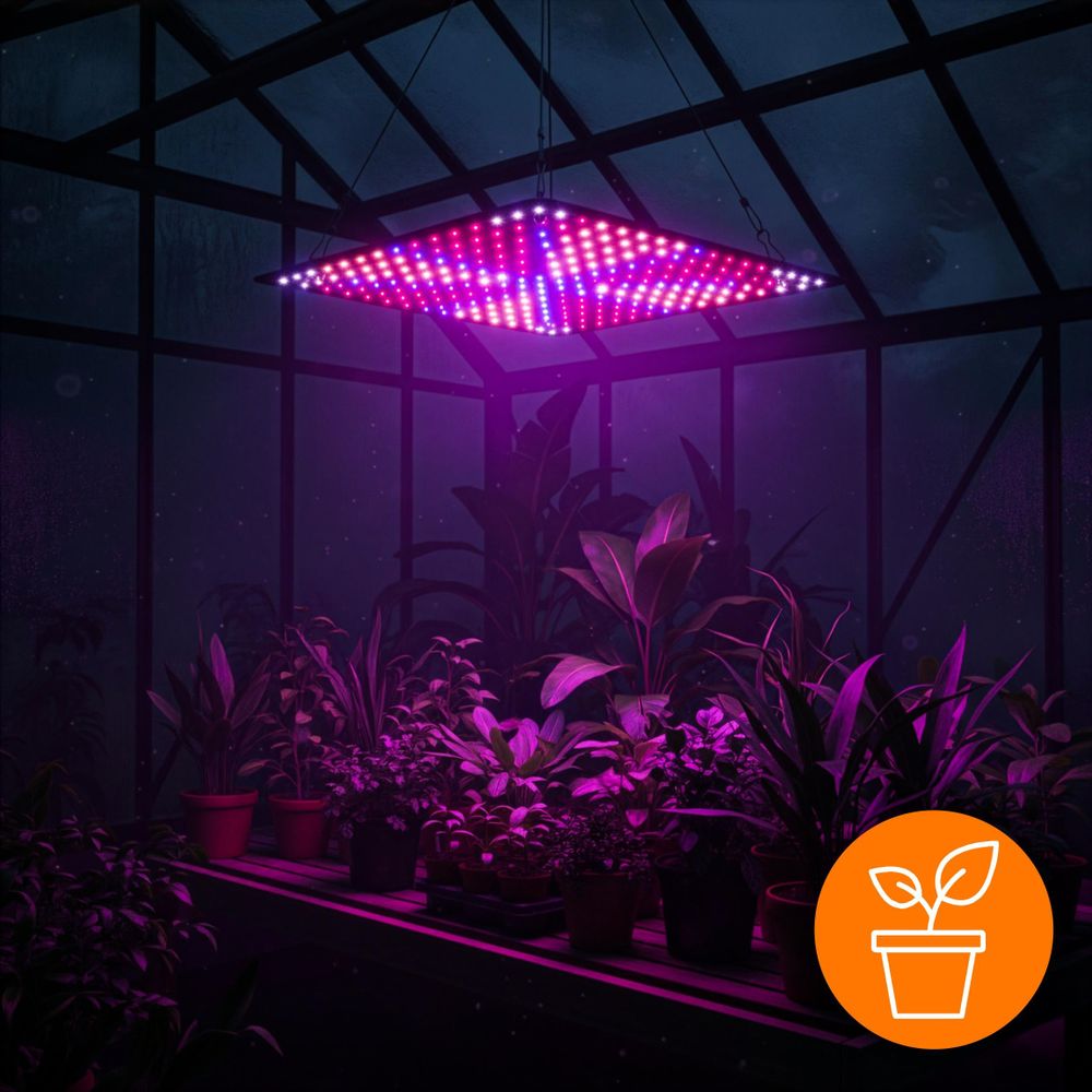 LED Pflanzenlampe 1000W Vollspektrum Panel, 225 LEDs Grow Light für Gemüse & Blumen, Ultra-Slim Pflanzenlicht 36W, EVI TECH UV LED Slim