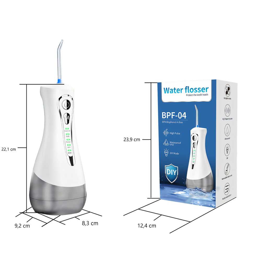 Munddusche Kabellos Elektrischer Zahnreiniger für optimale Zahn- & Zahnfleischpflege USB Typ-C Wiederaufladbare Wasser Flosser IPX6 Retoo