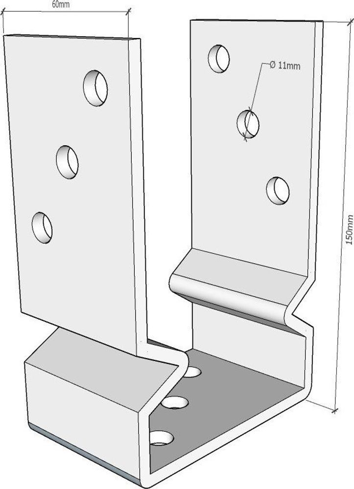 Pfostenträger 110 mm zum Aufschrauben mit Wulst/Sicke für Pfosten 11 cm feuerverzinkt Zaunträger U-Pfostenlasche