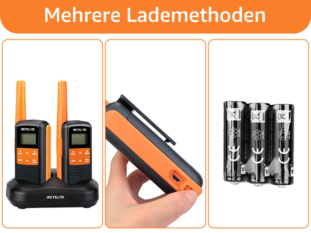 Retevis RT649 Walkie Talkie set, IP65 Wasserdichtes Funkgerät für draußen, PMR446, 16 Kanäle, VOX, LED Taschenlampe, für Outdoor-Aktivitäten