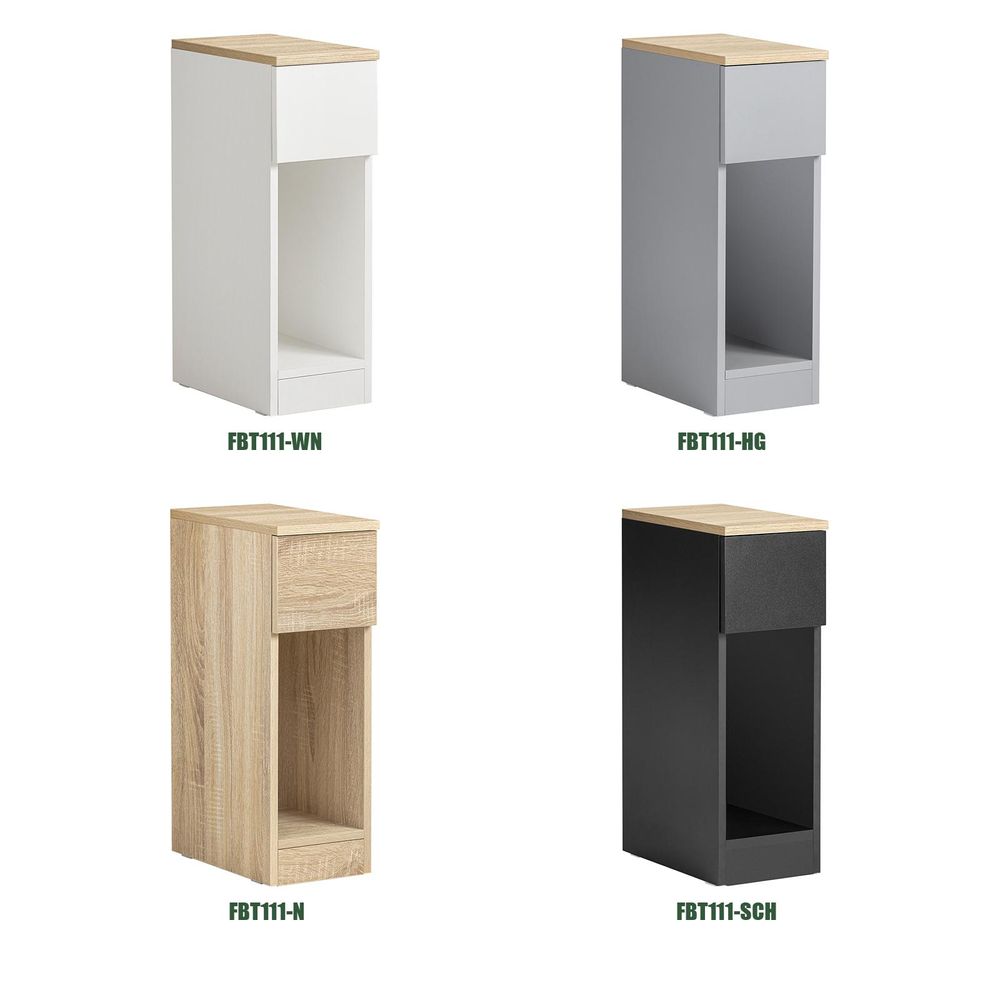 SoBuy Nachttisch schmal Nachtschrank kleiner Beistelltisch 20cm Breite mit Schublade für Schlafzimmer Wohnzimmer ideal für kleine Räume Weiß FBT111-WN