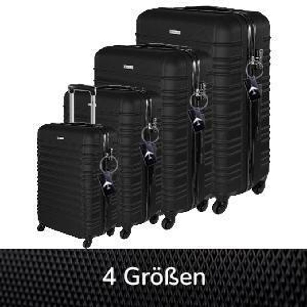 Devillo® Kofferset 4tlg. S-M-L-XL, Champagner - Trolley Koffer Reisekoffer Reisekofferset Gepäck Rollkoffer TSA 4 Rollen ABS-Hartschale Teleskopgriff