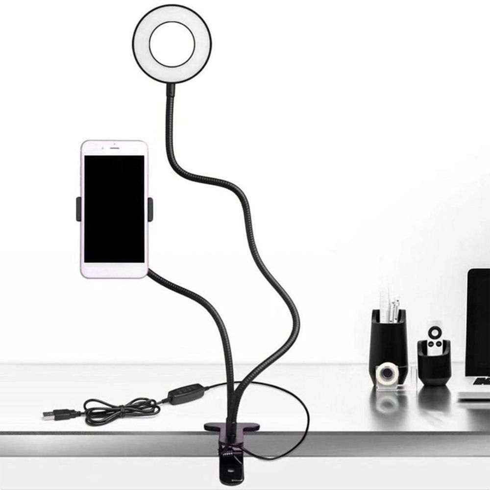 Ringlicht LED 4 Zoll mit Stativ Handyhalter Handy Selfie Ringleuchte Kamera 3 Farbmodi 10 Helligkeit Dimmbare Tischringlicht YouTube Live-Stream Retoo
