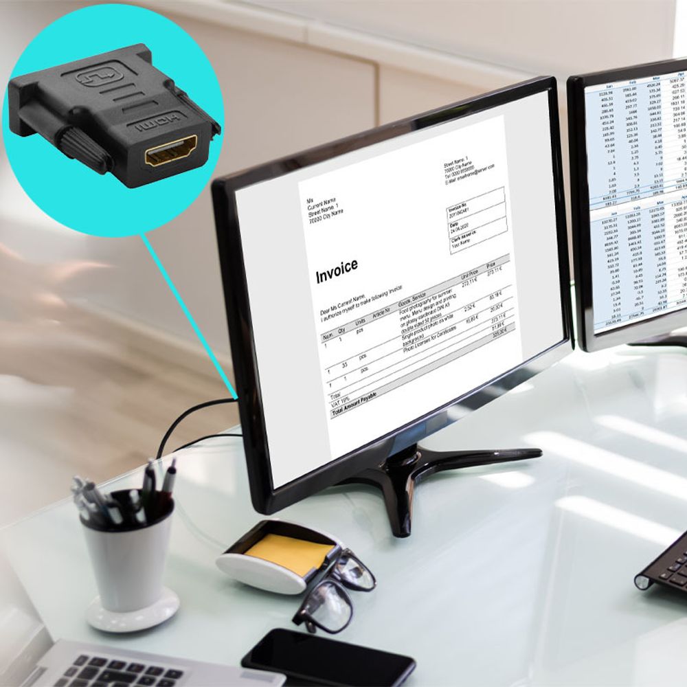 DVI-D zu HDMI 24+1 Adapter 1080p DVI Buchse auf HDMI Stecker DVI-HDMI FHD HDTV Kabel Konverter PC Computer Laptop Beamer Monitor TV Macbook Schwarz Retoo