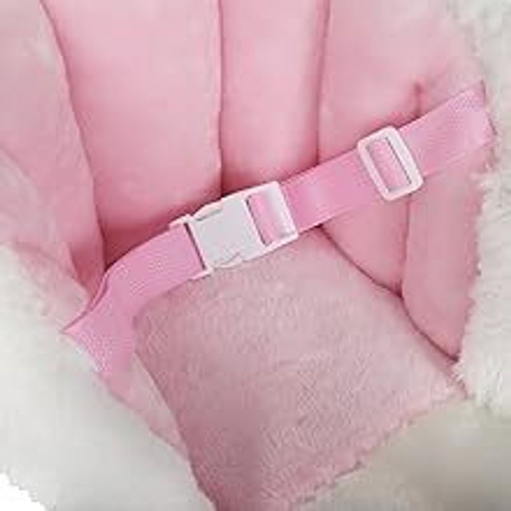 WOLTU Schaukelpferd mit Tiergeräuschen&Haltegriffen, PP-Baumwolle, Weiß+Rosa