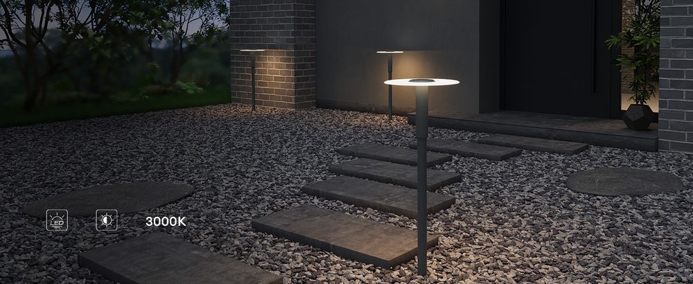 doporro Außenleuchte Wegeleuchten Außen, 6W LED Stehleuchte, 3000K Aussenleuchte Stehlampe, Außenpollerleuchte 80.4CM IP65 Sandgrau dunkel StellaeLights