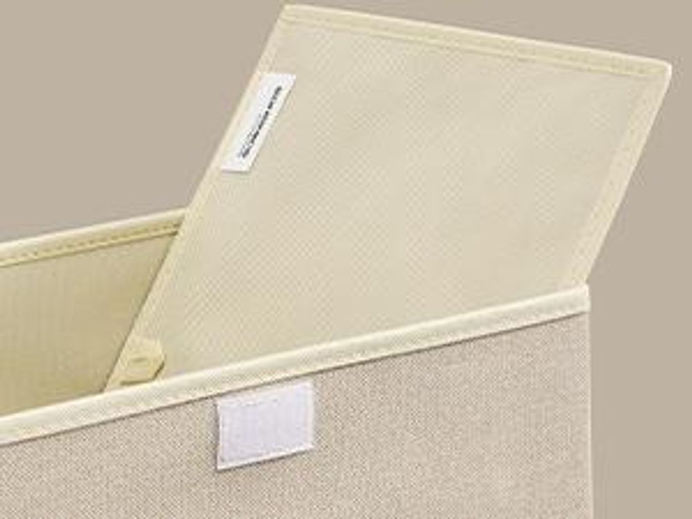SONGMICS Aufbewahrungsbox 3er Set mit Deckel, Faltbare und Stapelbare Stoffboxen, 38 x 25 x 25 cm, Beige