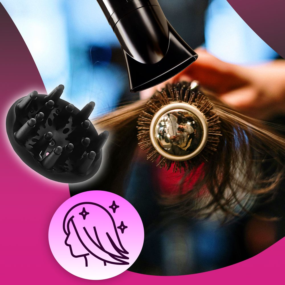 Haartrockner Ionen Fön mit Stylingdüsen und Diffusorr Föhn für Familie Windgeschwindigkeiten Haarstyling Temperaturstufen Kaltluft 2 Modus 2200W Retoo
