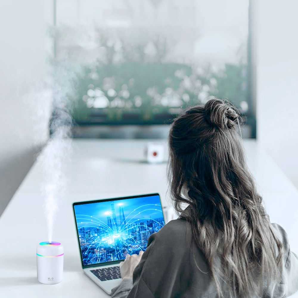 Luftbefeuchter Diffuser 0.3 l Aroma Air Humidifier Ultraschall RGB Farben Raumbefeuchter Elektrisch Duftlampe Aromatherapie Öle Diffusor Farben USB Retoo