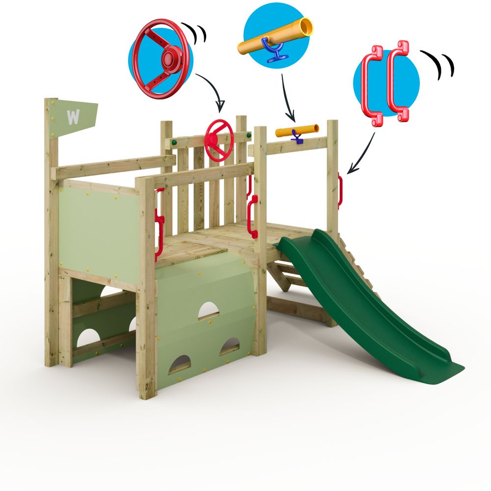 Spielturm für Kleinkinder Wickey My First Fort 2 mit Kletterelementen in Grün