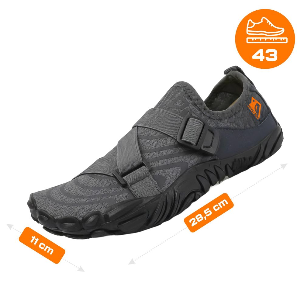 Wasserschuhe Badeschuhe Herren EVI SPORT WaveRunner 43 Verstellbar Seeigelschutz Schnelltrocknend Grau Schwimmschuhe Strandschuhe