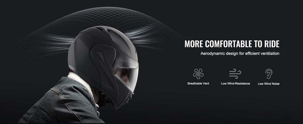 VEVOR Motorradhelm (ohne Visier) Größe 57-58 cm, ABS, mit Bluetooth-Kommunikation und austauschbarer Linsengröße, M DOT-, geeignet für Jugendliche und Erwachsene
