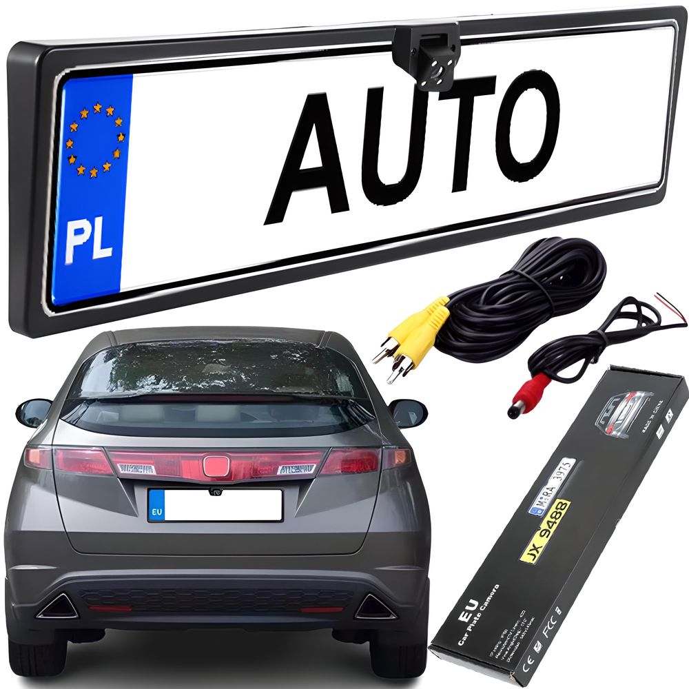 Rückfahrkamera EU Nummernschildhalter 170° IP68 Kennzeichenhalter Parkhilfe Kamera 12V 6m Kabellänge Nachtsicht Wasserdicht Nummernschild-Halter Retoo