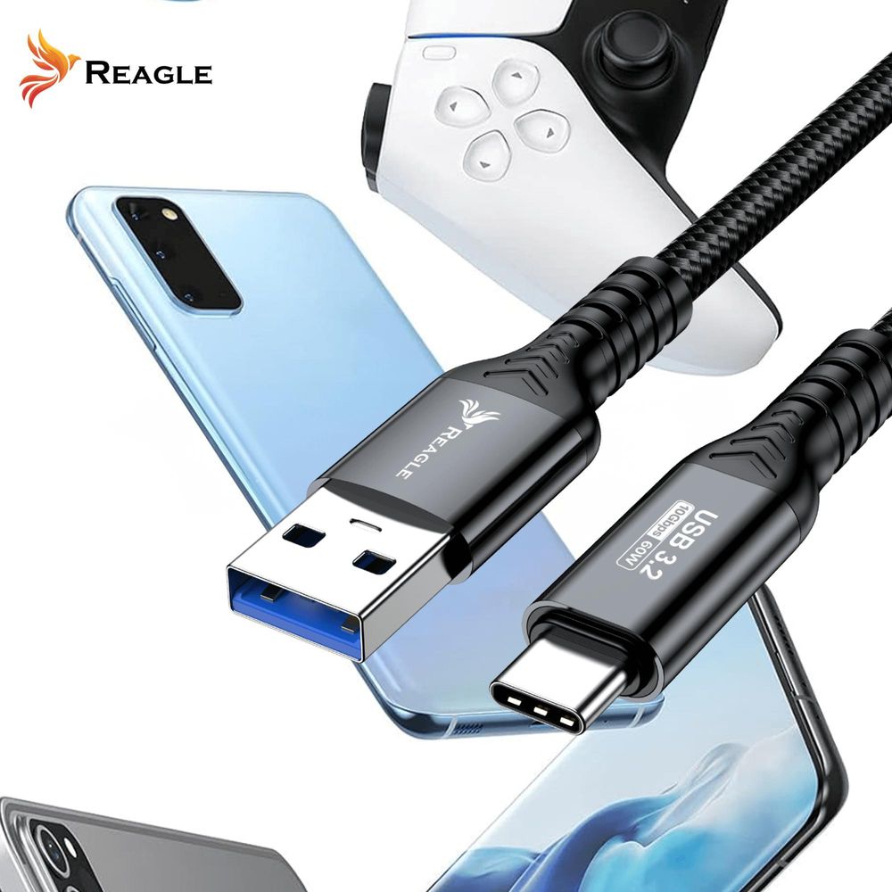 USB A auf USB C Kabel 3m – Schnellladen PD 60W QC4 – Datenkabel USB 3.2 Gen2 10Gbps – Ladekabel für Smartphone Laptop Tablet
