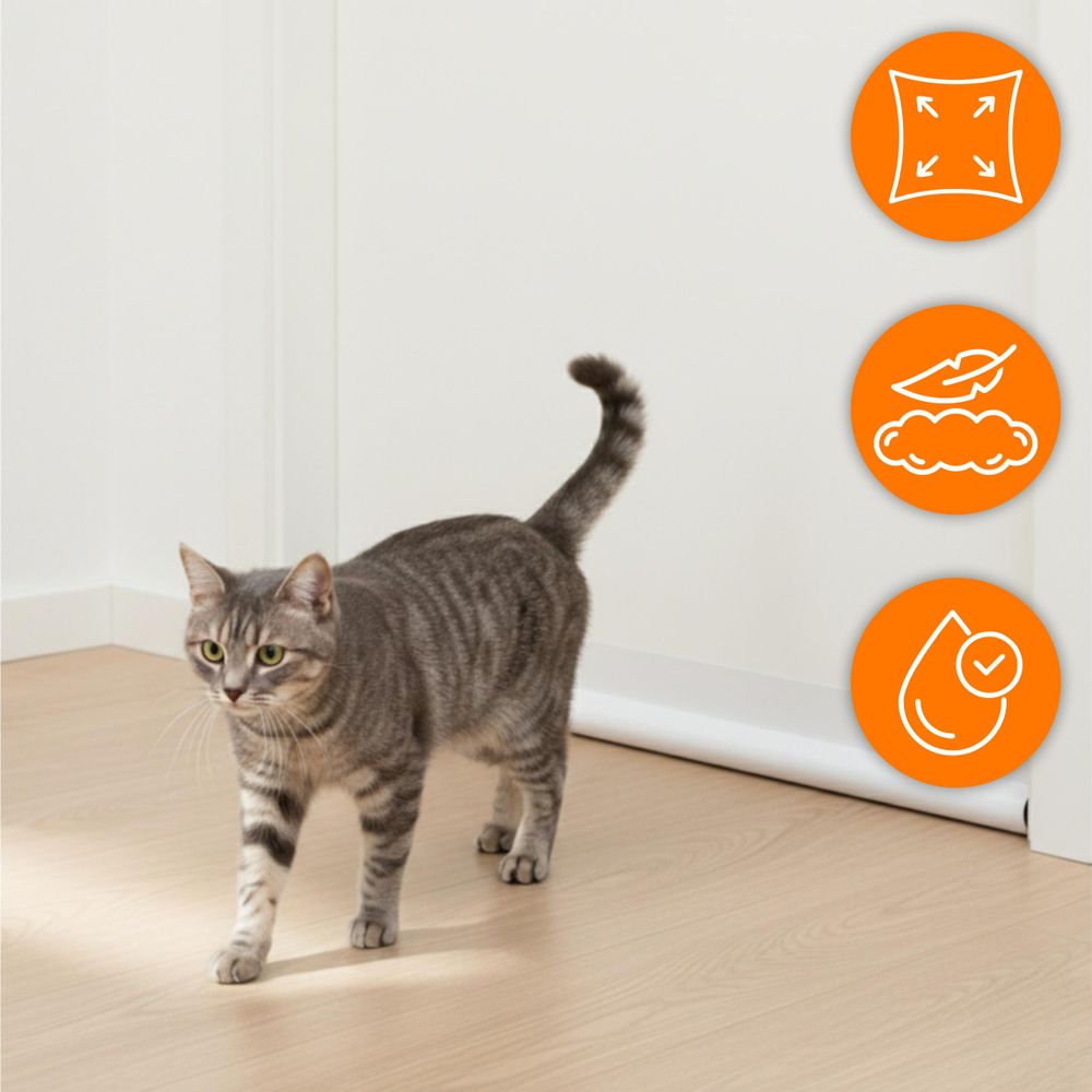 Türdichtung 90cm Weiß, Zugluftstopper mit Klettverschluss, Schallschutz & Insektenschutz, Schaumstoff Dichtung zuschneidbar, EVI HOME Single White